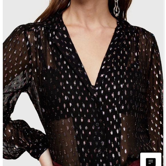TOP SHOP Colorful Metallic Blouse- size 4 - Picture 4 of 7